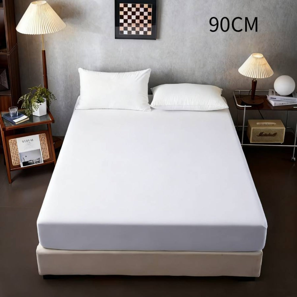 Protector de colchón impermeable, 100% poliéster, apto para camas de 90/105/135/150, lavable a máquina, color blanco.