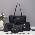 Bolso Tote de Rombo Elegante Juego de Siete Piezas | Juego Versátil de Dos Piezas con Bolso Bandolera, Bolso de Hombro, Bolso Cubo, Clutch | Bolso Tote Casual Multifuncional de Gran Capacidad | Decoración Clásica con Herrajes | Ideal para Viajes y Salidas
