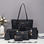 Bolso Tote de Rombo Elegante Juego de Siete Piezas | Juego Versátil de Dos Piezas con Bolso Bandolera, Bolso de Hombro, Bolso Cubo, Clutch | Bolso Tote Casual Multifuncional de Gran Capacidad | Decoración Clásica con Herrajes | Ideal para Viajes y Salidas