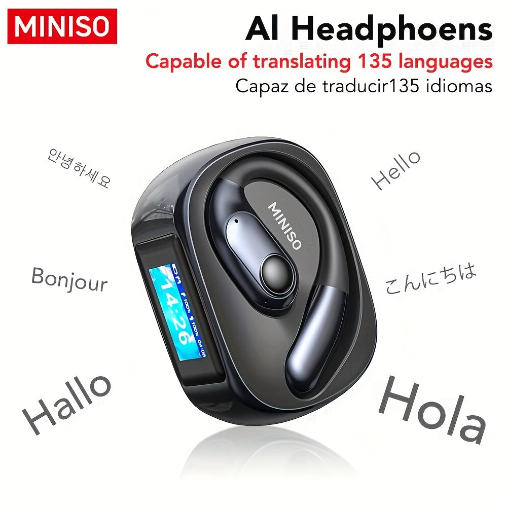 Auriculares Bluetooth | Miniso MS193 Auriculares de Traducción AI: Pantalla Táctil LED, 40 Horas de Batería, Sonido HD de Alta Fidelidad, Modo