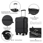 1 pieza de maleta de cabina de 20 pulgadas (55 cm) de ABS prémium con candado de combinación seguro para viajes sin esfuerzo, regreso a clases, regalo de vacaciones