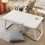 Mesa plegable para cama y sofá con altura ajustable de 5 niveles, bandeja con superficie ajustable y portavasos, mesa pequeña multifunción para ordenador, libros, trabajo y estudio en casa (56x32x25cm)