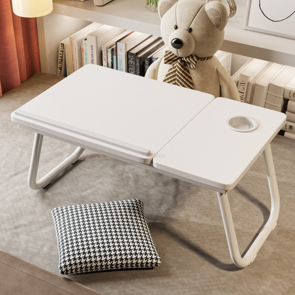 Mesa plegable para cama y sofá con altura ajustable de 5 niveles, bandeja con superficie ajustable y portavasos, mesa pequeña multifunción para ordenador, libros, trabajo y estudio en casa (56x32x25cm)