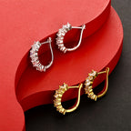 Un par de aretes de aro de plata de ley 925 para mujer, peso total del producto (1.2g) para incrustaciones de circonita, peso total del producto (6.14g) para estilo dorado, peso total del producto (5.15g) para estilo plateado. Regalos perfectos para mujer