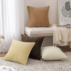 4 Pack Fundas de Cojín Decorativas de Rayas Suaves, Estilo Bohemio en Pana, Fundas Cuadradas de Pana, Cómodas y Modernas para Sofá, Sala, Dormitorio, Decoración Rústica, Relleno No Incluido