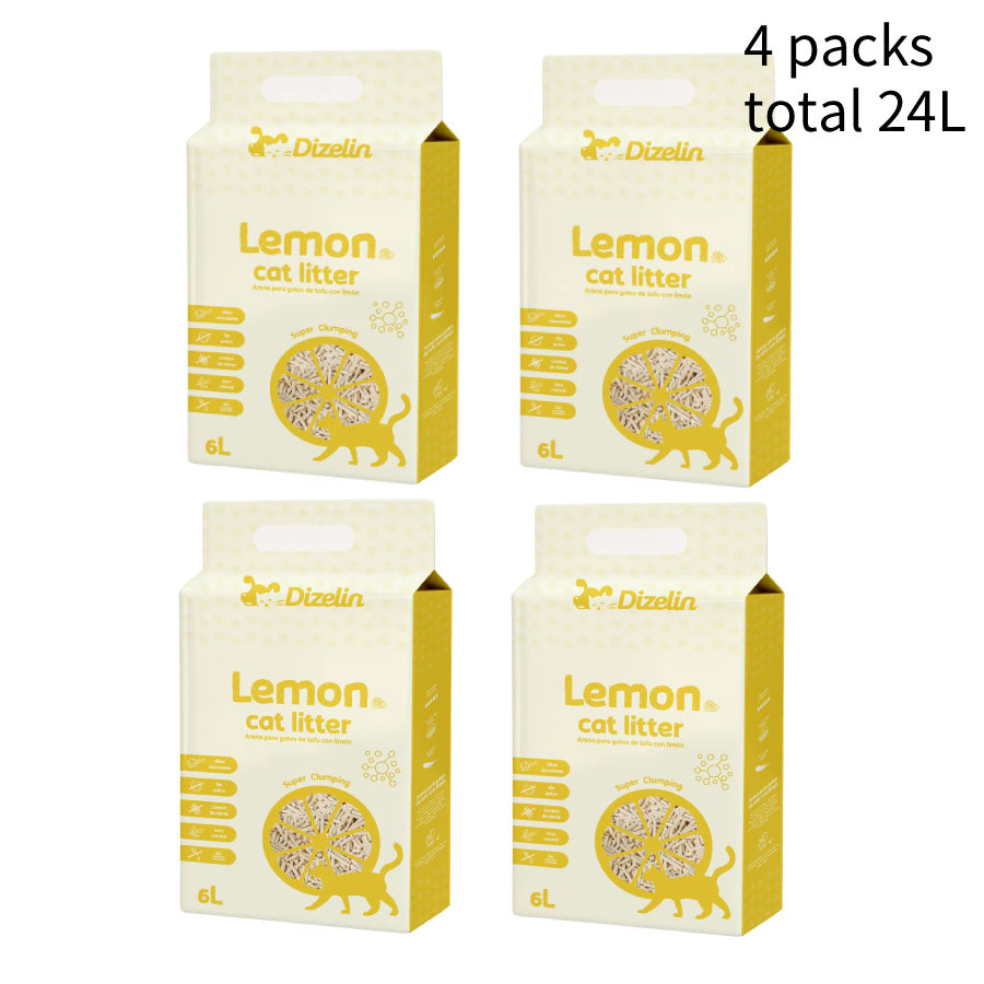 Arenero para gatos de tofu 6L - Sin polvo, fácil de formar bolas, control de olores - y seguro para gatitos - Paquete de 4 bolsas