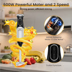 SUPERLEX Licuadora de Mano 600W - Batidor de Acero Inoxidable de Grado Alimenticio, 2 Velocidades (Alimentos Suaves/Duros) para Cocina Hogareña/Catering/Pequeños Negocios de Alimentos | Prepara Sopas, Salsas, Purés