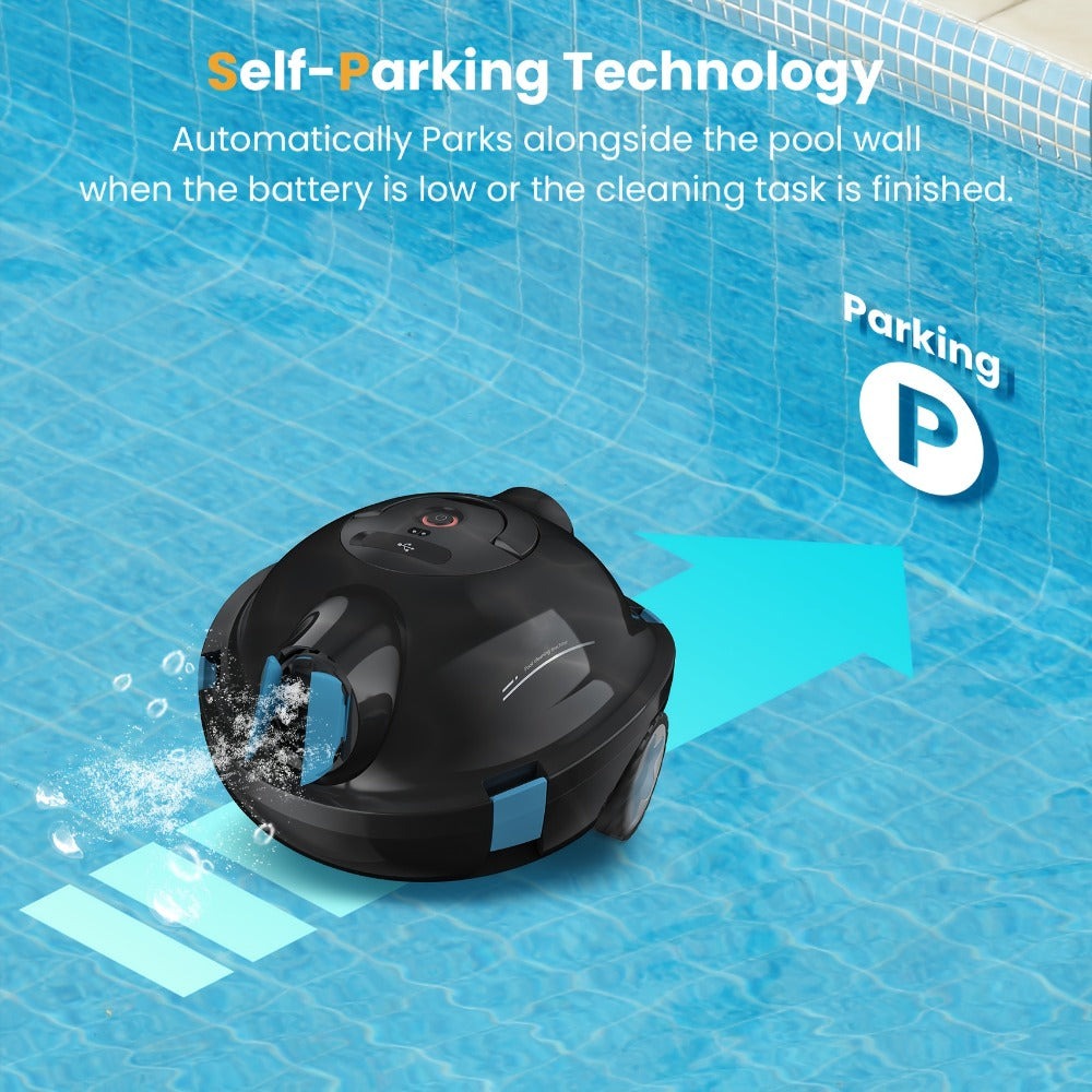 Limpiadora de piscina automática inalámbrica INSE Y10 - Segura para natación familiar (niños y adultos), succión de 27500 Pa, cesta de filtro de gran capacidad de 2.2 L, IPX8, apta para piscinas de más de 2.5 m de profundidad, autoestacionamiento, impresc
