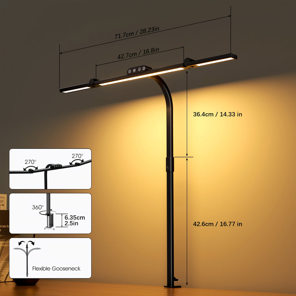 Lámpara de mesa para iluminación de dormitorio y escritorio | 24W y 5 colores y metal y Ajustable