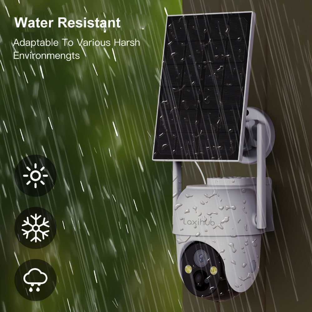 Cámara de seguridad PTZ Wifi para exteriores Laxihub, seguimiento automático, cámara de vigilancia CCTV con audio, visión nocturna a color, detección humana con IA, audio bidireccional, cámara de seguridad inalámbrica de 2.4Ghz, cámaras de seguridad para