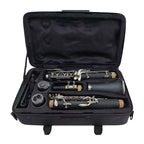 Siemonic Clarinete en Si bemol de 17 llaves, juego de clarinete chapado en níquel con estuche, kit de clarinete para principiantes con kit de limpieza y adicionales, instrumento de viento para práctica, interpretación y uso musical