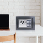 Caja Fuerte Electrónica Digital de Seguridad con Cerradura de Contraseña y Llave, Caja de Depósito de Dinero en Efectivo, Acero Resistente con 2 Llaves para Oficina, Hogar, Hotel, Montaje en Pared o Suelo
