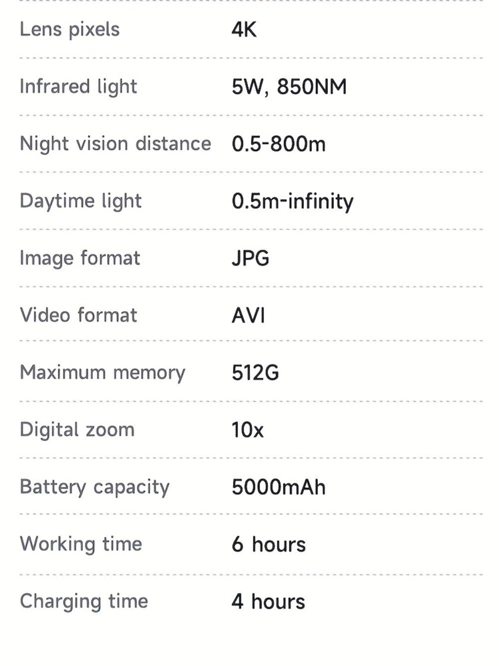 Binoculares de visión nocturna 4K HD, gafas de visión nocturna con pantalla de 3 pulgadas y linterna, adecuadas para la caza al aire libre en la oscuridad, seguridad para acampar, observación de la vida silvestre, zoom digital 10X, batería incorporada de
