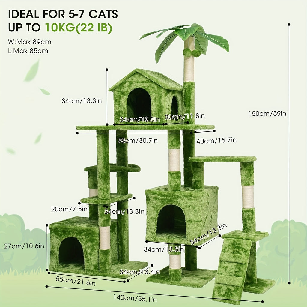 Torre rascadora para gatos 149.86cm | Juego descanso y cuidado de las uñas