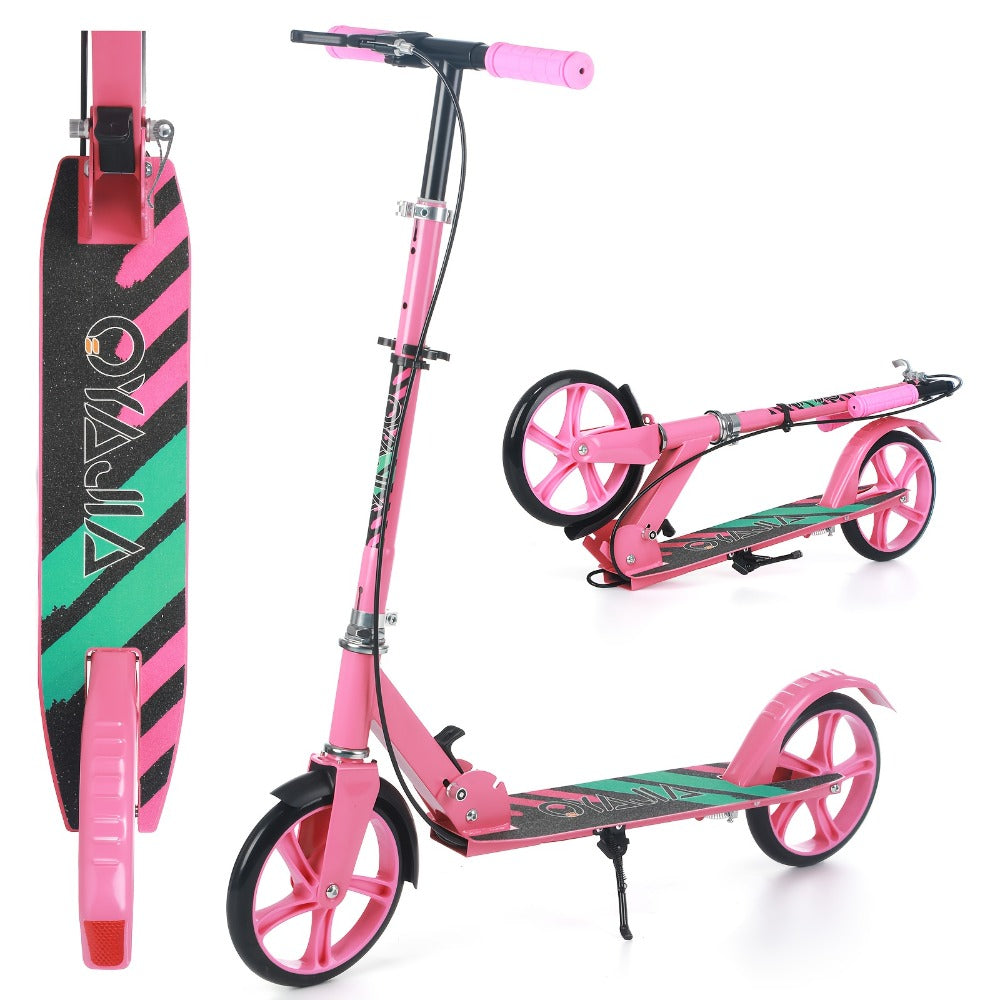 Patinete plegable, patinete de pisar, patinete urbano, patinete para adolescentes y adultos, con freno de mano y manillar ajustable, ruedas grandes y resistentes de PU, gran regalo y juguete