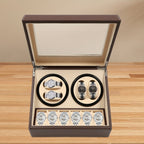 Caja de almacenamiento para relojes marrón, estuche para 4+6 relojes de hogar, decoración del hogar