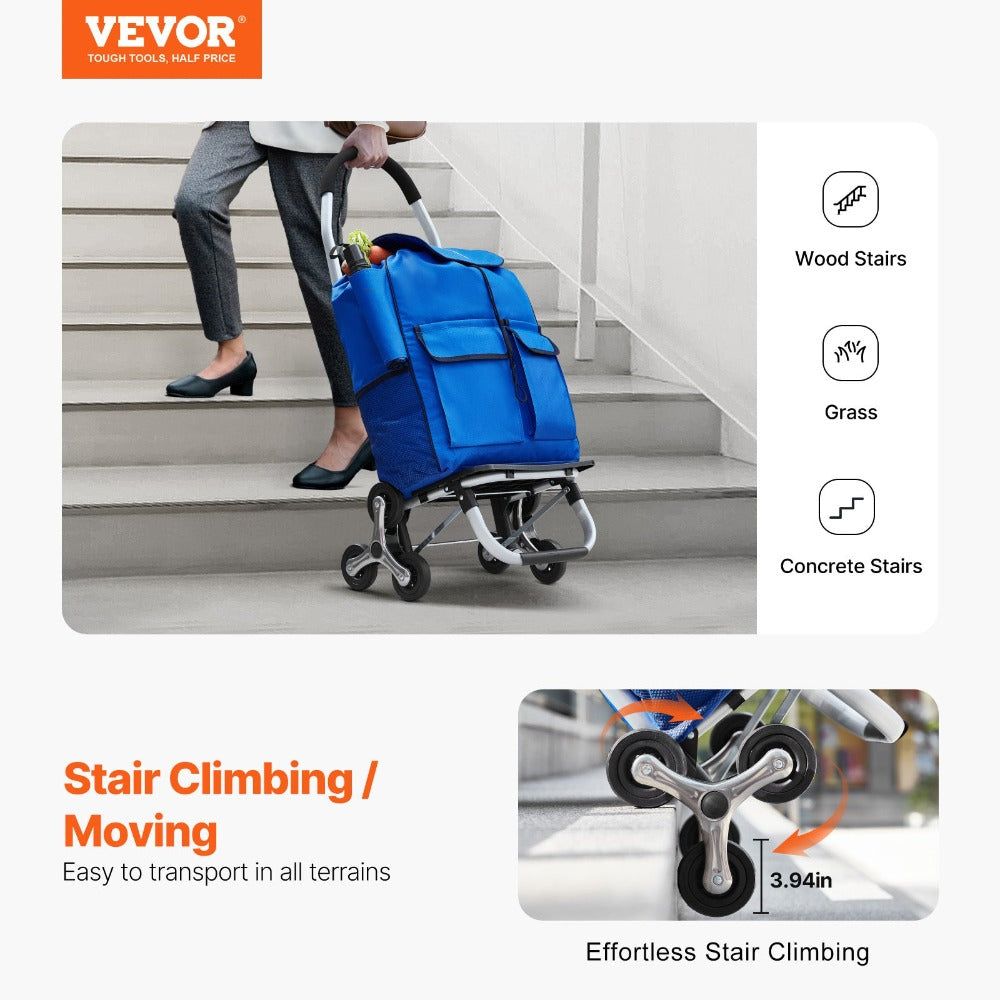 Carrito de Escaleras Plegable VEVOR con 6 Ruedas y Bolsa de Almacenamiento de 36L