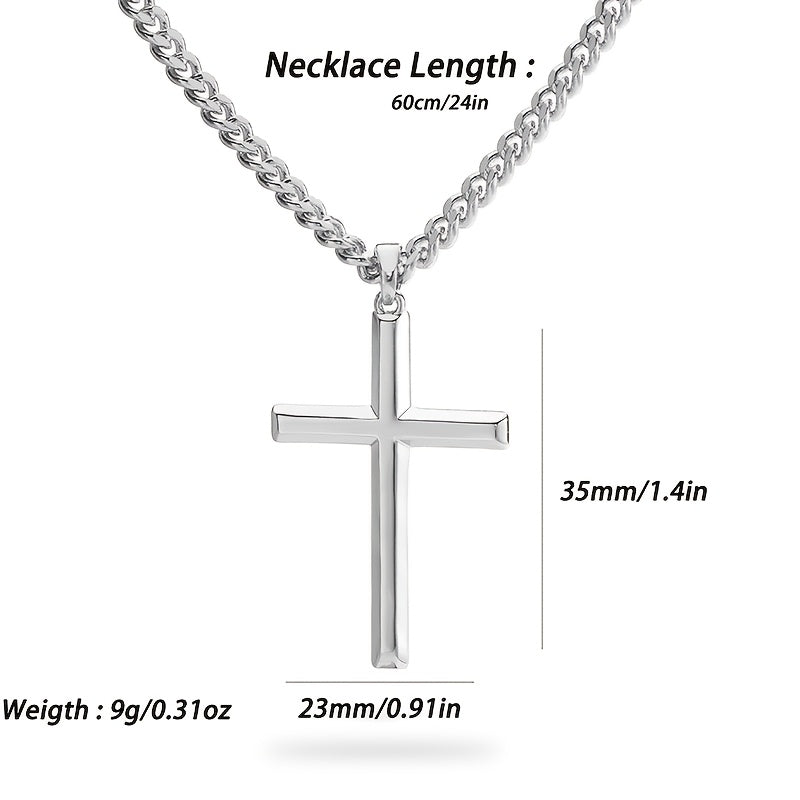 Collar con colgante de cruz y cadena cubana de plata 925, bajo alergénico, unisex, elegante y con estilo, viene con caja de regalo exquisita