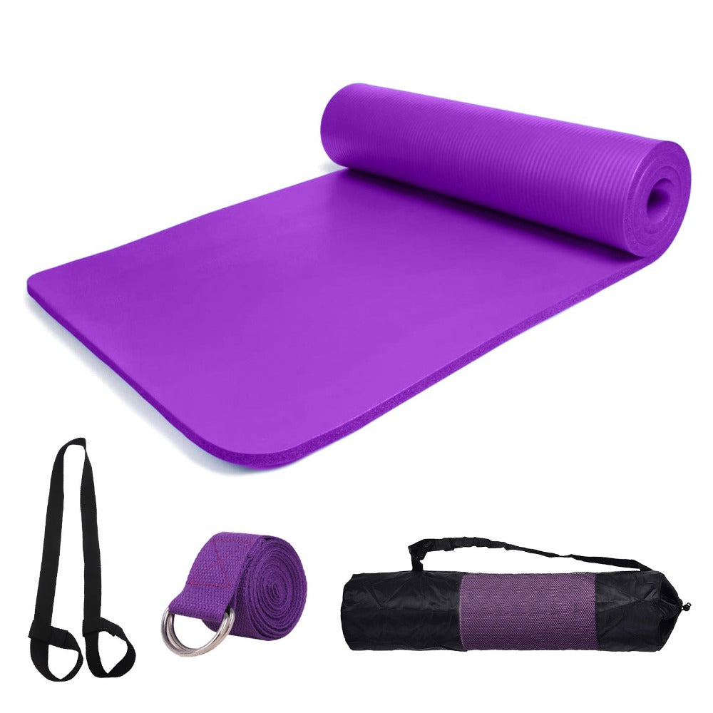Esterilla de Yoga y Pilates 10mm Mat Antideslizante Con Correa y Bolsa de Transporte 183mm x 61mm Colchoneta Gruesa y Plegable Hombre/Mujer - Gimnasia, Fitness y Ejercicios - Gimnasio en Casa