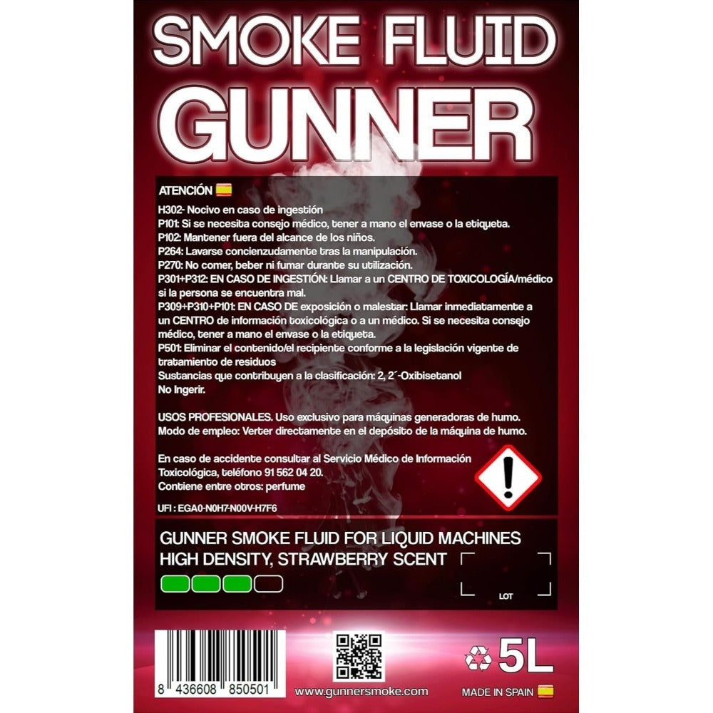 Líquido para Máquina de Humo 5L con Aroma a Fresa - Gunner Smoke | Alta Densidad | Efecto Profesional para Eventos y Fiestas