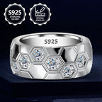 Anillo de moda exquisito de plata 925, elegante y moderno, juego con circonio sintético cúbico integrado, un anillo de joyería de alta calidad con una apariencia excelente, adecuado para viajes de vacaciones, uso diario