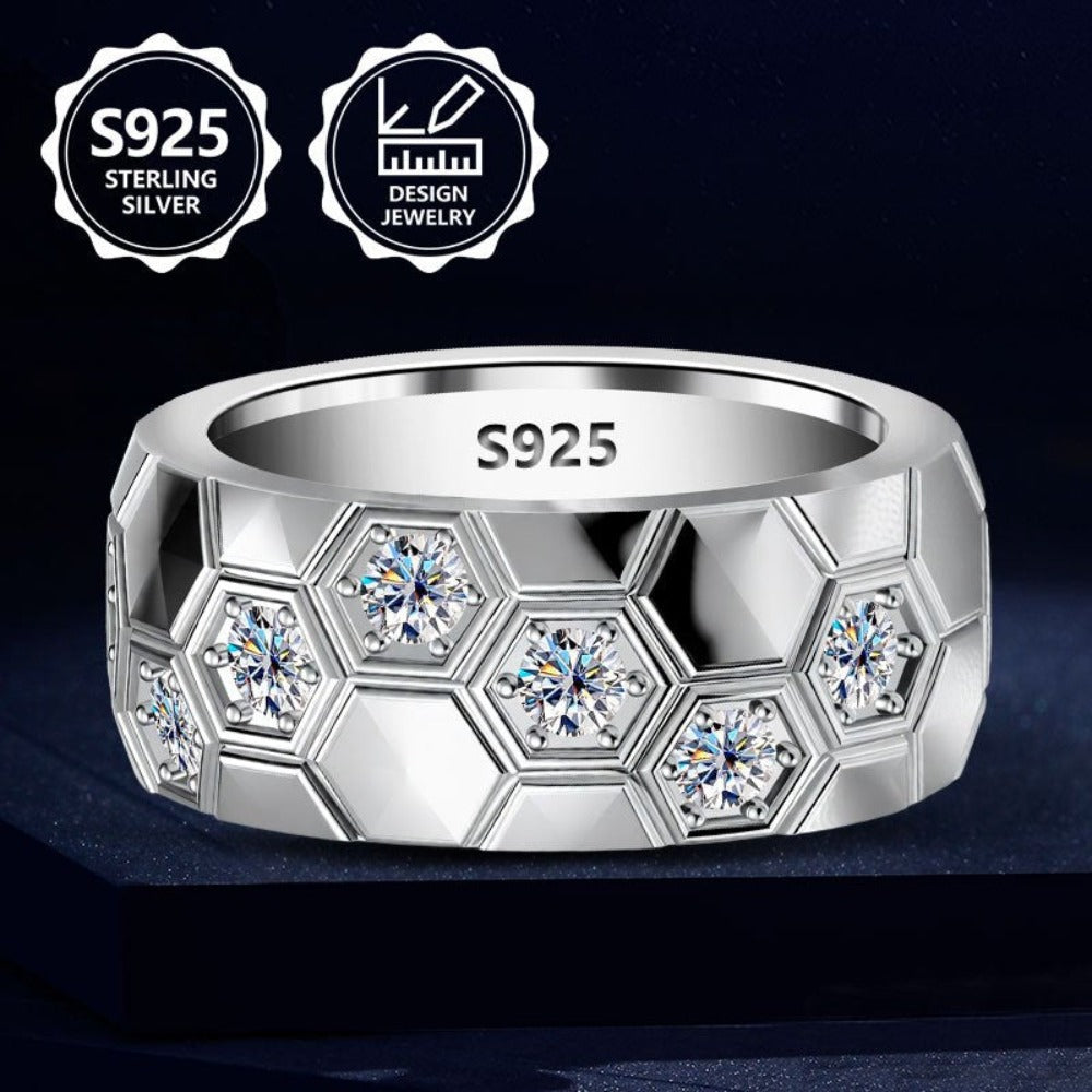 Anillo de moda exquisito de plata 925, elegante y moderno, juego con circonio sintético cúbico integrado, un anillo de joyería de alta calidad con una apariencia excelente, adecuado para viajes de vacaciones, uso diario