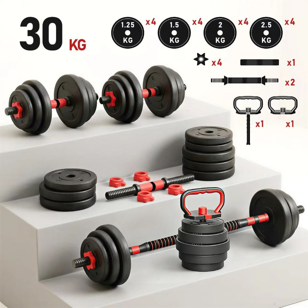Mancuernas Ajustables de 30 kg, Juego de Pesas con Barra Libremente Combinable con Barras ConexióN, Pesos Fitness para Hombres/Mujeres.