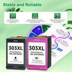 Vendidos por separado, paquete de 2 cartuchos de tinta 303XL para HP 303XL de alto rendimiento, compatibles con HP 7220e 7224e 7920e 7924e Envy Photo 6220 6230 6232 6234 7130 7234 7830 Tango X, negro y tricolor