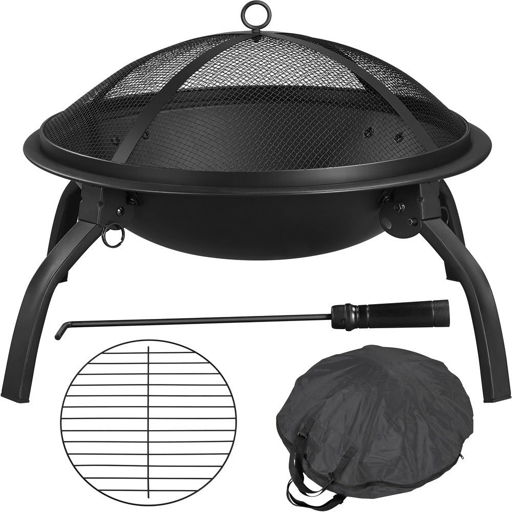 Costoffs Fogón de fuego con protector de chispas y gancho para olla, hoguera y cesta de fuego para exterior