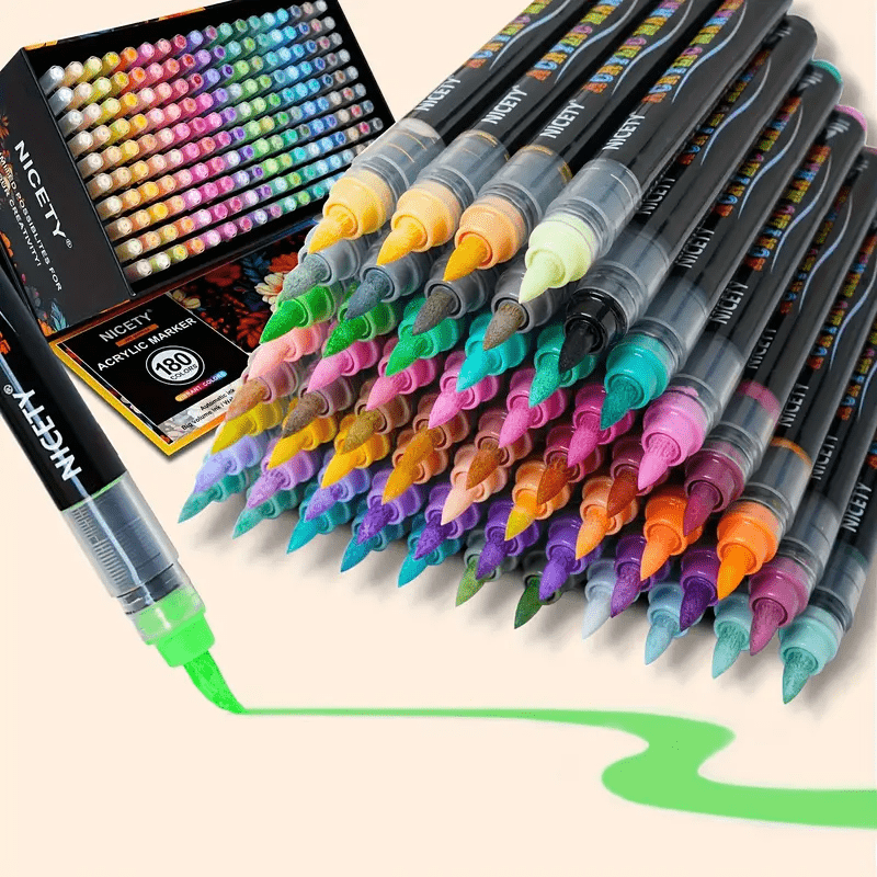 Rotuladores | 180 Colores de Rotulador Acrílico, Pincel Acrílico, Ideal para Piedra, Cerámica, Madera, Lienzo, Plástico, Vidrio, Caligrafía
