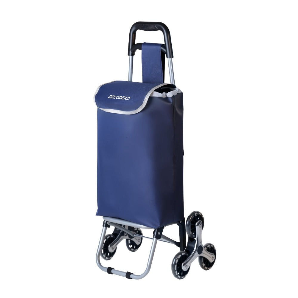 Carrito Compra Plegable de Aluminio, Carro de la compra plegable, tela Oxford bolsa, bolsa de la compra extraíble con ruedas, Carro de la Compra 6 Ruedas con Bolsa Oxford Desmontable, 88 x 33 x 27 cm, 23L.