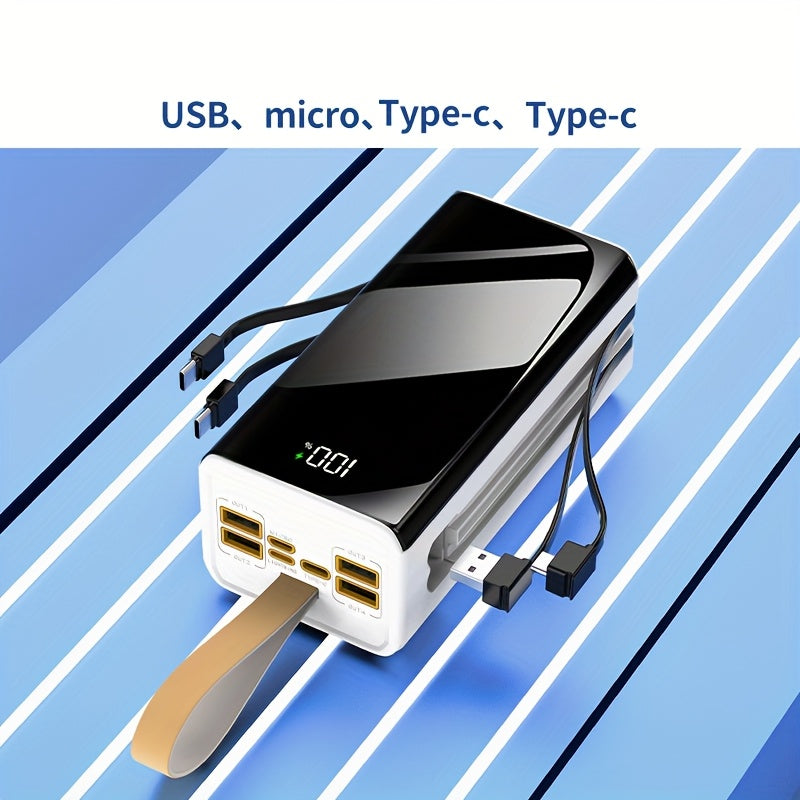 Batería externa | Banco de Energía Portátil de Gran Capacidad 80000mAh, Carga Rápida PD30W, Cable de Datos Integrado/Pantalla LED de Energía