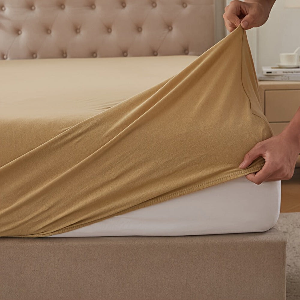 Sábana bajera ajustada de 1 pieza 100% algodón egipcio, diseño elástico en todo el contorno, color liso, apta para colchones de 90x200 a 200x220 cm, transpirable, lavable, de cobertura total, sábana perfectamente ajustada