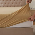 Sábana bajera ajustada de 1 pieza 100% algodón egipcio, diseño elástico en todo el contorno, color liso, apta para colchones de 90x200 a 200x220 cm, transpirable, lavable, de cobertura total, sábana perfectamente ajustada