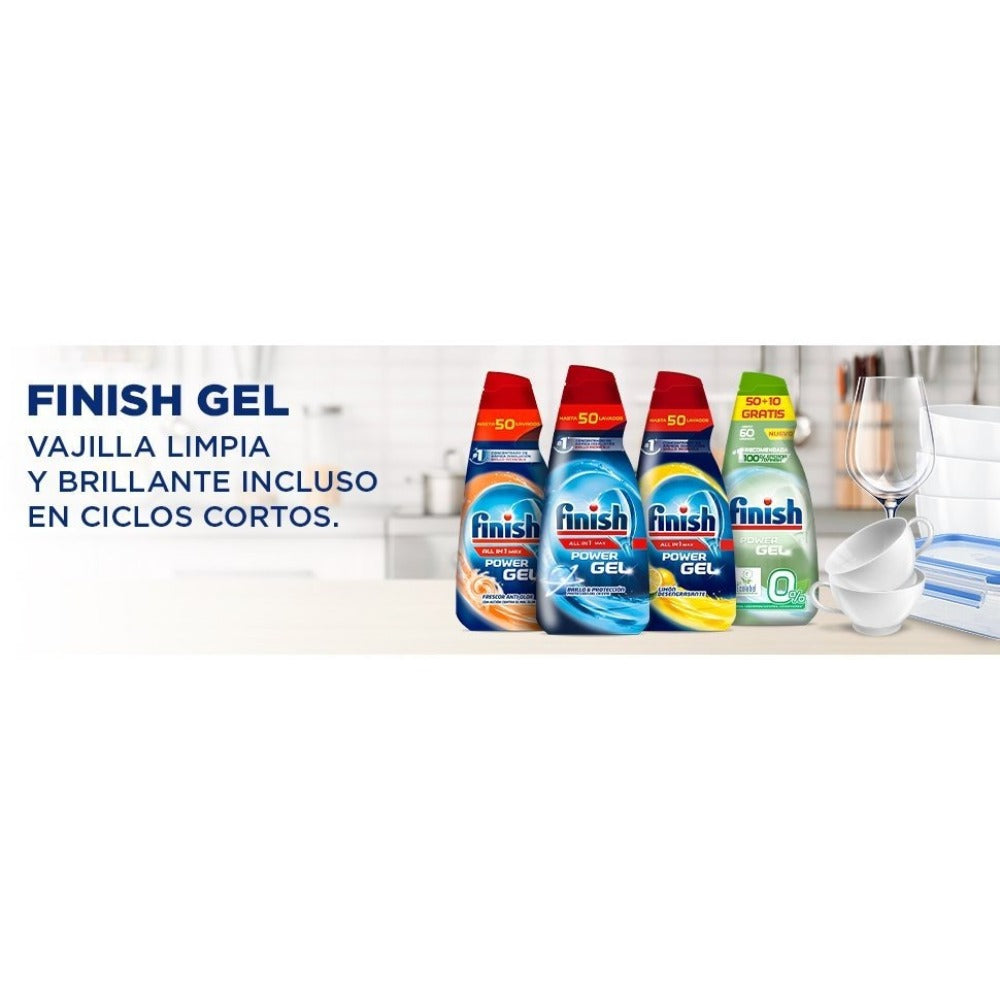 Gel Limpiador y Detergente para Lavavajillas Finish All in 1 Max Power - Pack de 3/4/5 (700 ml c/u, 105 lavados/140 lavados/175 lavados) - Eficiencia en Cada Lavado - Envase Puede Variar
