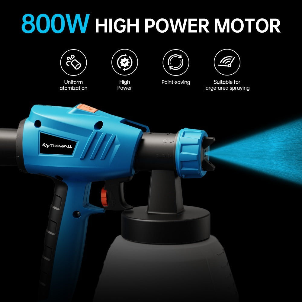 Pistola de pulverización de alta potencia HVLP de 800W para pintura gruesa (120 Din-s), recipiente extraíble de 1300ml, manguera de aire de 2.5m y cable de alimentación de 3m, 3 patrones de pulverización para horizontal/vertical, ovalado y redondo, pintur