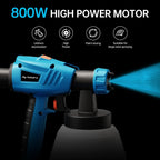 Pistola de pulverización de alta potencia HVLP de 800W para pintura gruesa (120 Din-s), recipiente extraíble de 1300ml, manguera de aire de 2.5m y cable de alimentación de 3m, 3 patrones de pulverización para horizontal/vertical, ovalado y redondo, pintur