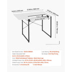 Mesa de Costura VEVOR, Mesa Multiusos para Máquina de Coser con Estante Lateral Plegable, Estante Ajustable, Patas de Acero, Escritorio para Computadora en Hogar, Estudio de Moda, Estudio de Arte, Institución Educativa, Blanco