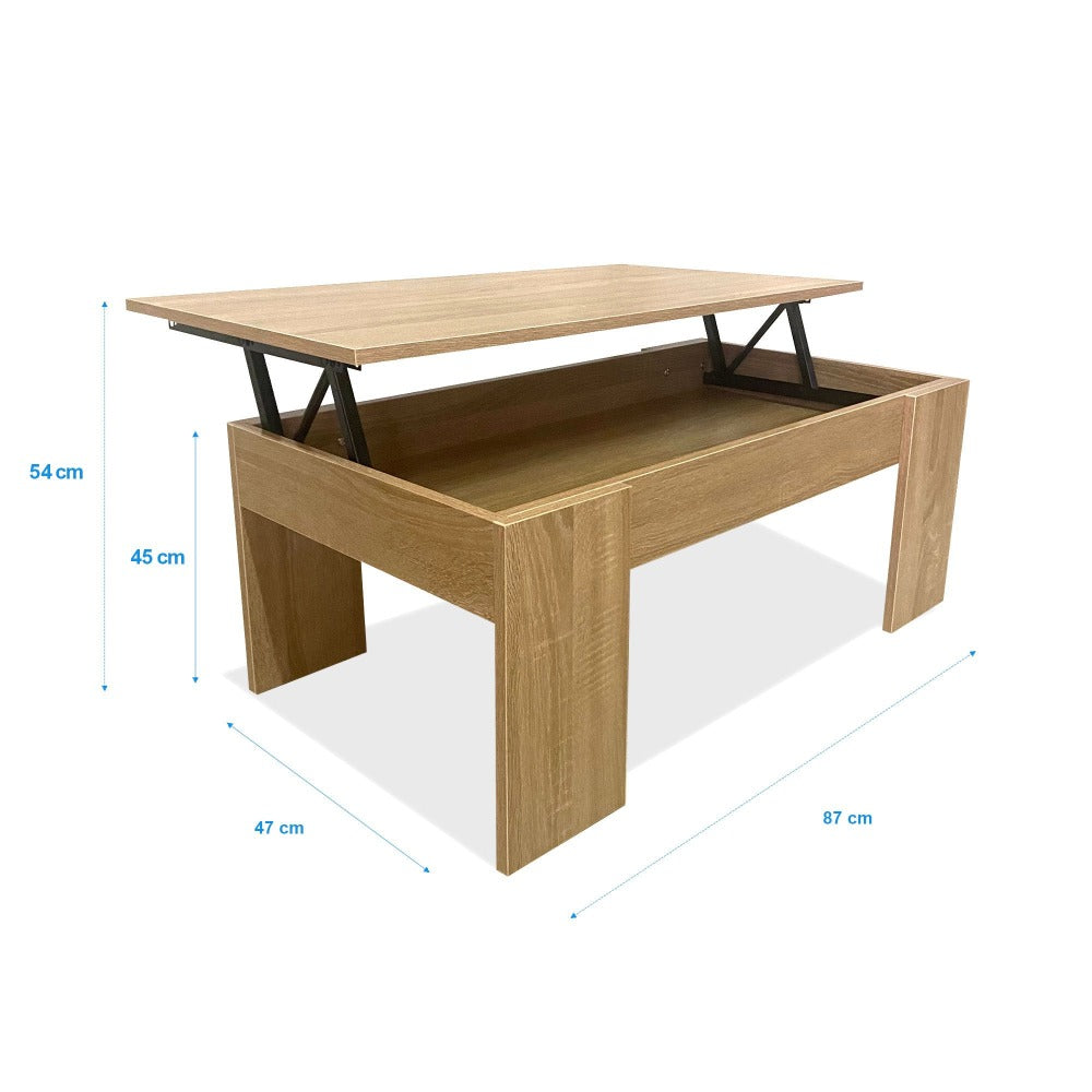 Mesa de Centro Elevable Nyana Home Mesa Multifuncional con Almacenaje Oculto Estructura Robusta y Estable Desplegable con Doble Altura