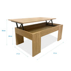 Mesa de Centro Elevable Nyana Home Mesa Multifuncional con Almacenaje Oculto Estructura Robusta y Estable Desplegable con Doble Altura
