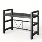 Estante de microondas ajustable y expandible - Estante de encimera de acero al carbono resistente para almacenamiento de cocina, utensilios y organizador de vajilla, ancho ajustable de 40-64 cm, altura ajustable de 32-2 cm - Diseño que ahorra espacio para