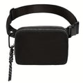 LOCAL LION Riñonera, Bolso de Hombro para Mujer, Riñonera Negra para Mujer, Diseño Simple, Riñonera Deportiva de Ochenta para Mujer, Adecuada para Viajes, Compras, Senderismo, Negro/Blanco, Almacén Local