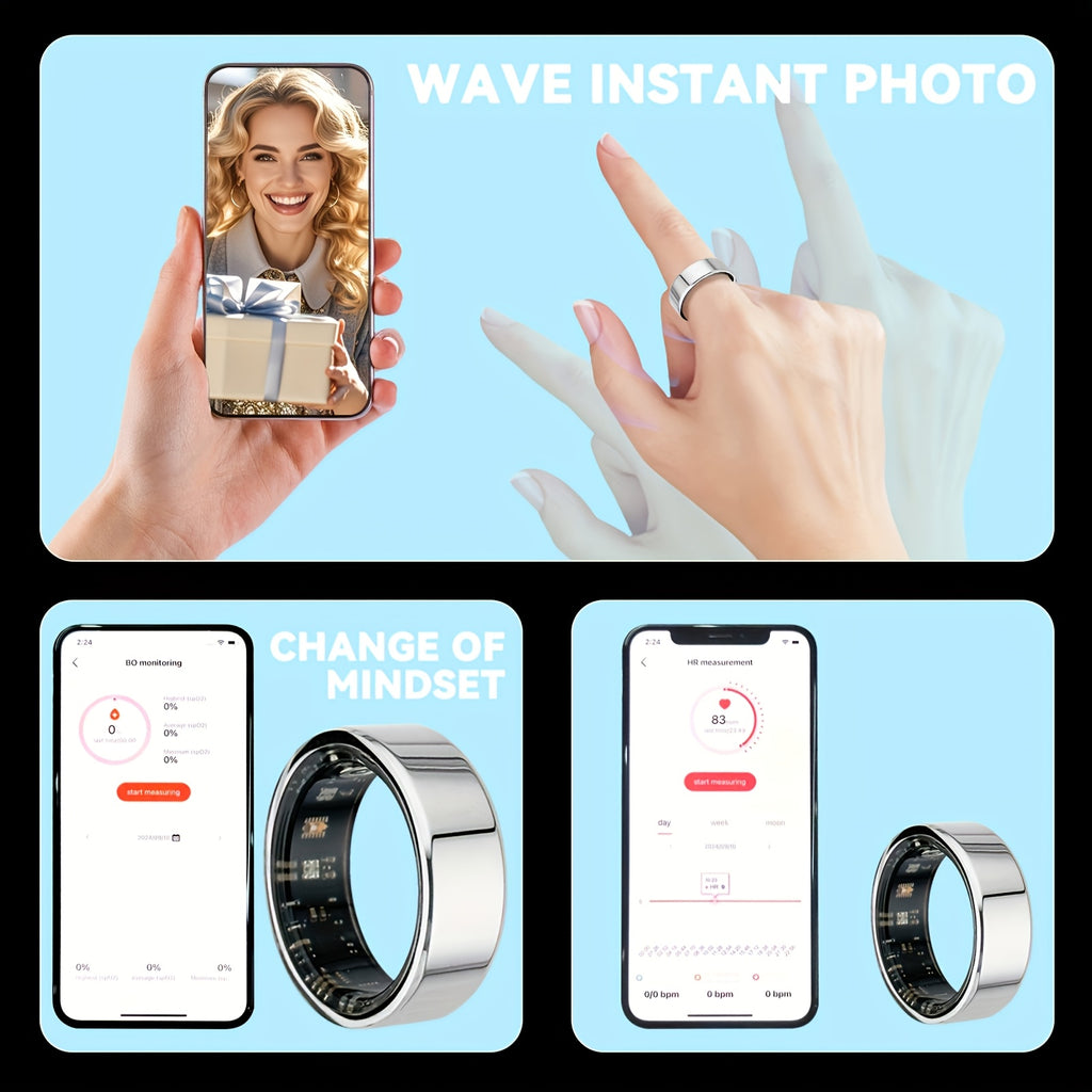 [dukou] Nuevo Anillo Inteligente con Compartimento de Carga, Fitness, Pasos, Distancia, Calorías, Sueño, Ejercicio, Compatible con iPhone y Android, Carga USB, Regalo Ideal para San Valentín/Año Nuevo
