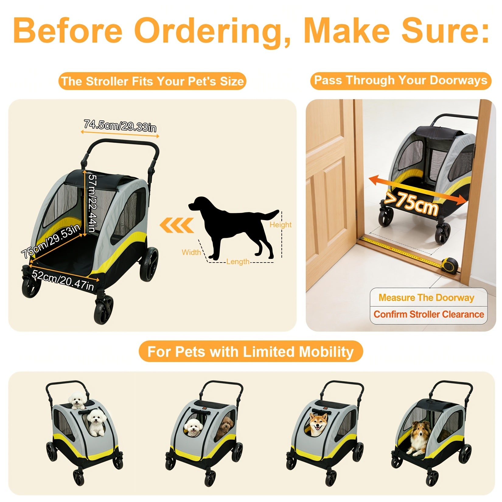 Cochecito plegable para perros para paseos y viajes con mascotas