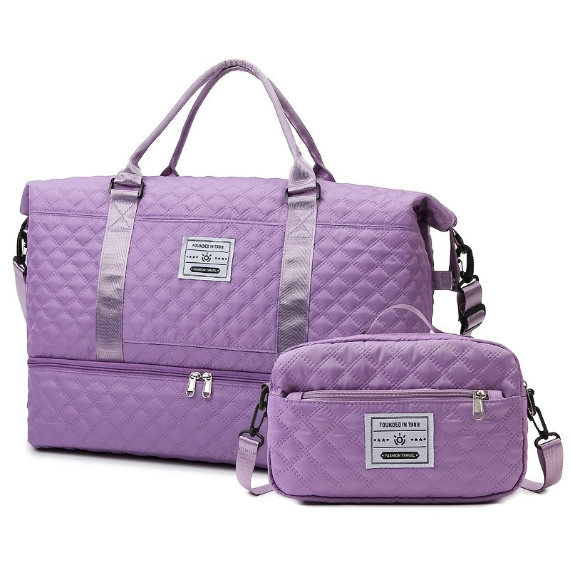 Juego de 2 bolsas de almacenamiento para equipaje, ligeras y plegables, expandibles, bolsa de viaje portátil para fin de semana y pernoctación, bolsa de fin de semana, bolsa de hospital, bolso tote para mujer para viajes de negocios, viajes, deportes, sen