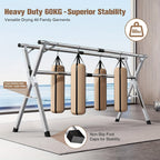 Tendedero plegable de 199.9 cm para interior y exterior - Tendederos de acero inoxidable plegables para ropa de lavandería - Tendedero plegable de alta resistencia, tendedero portátil de alta resistencia grande, plateado, soporte de lavandería independien