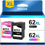 Pack de 2 Cartuchos 62XL 62 XL Multipack Compatibles para Impresoras HP 62, para Envy 5540 5544 5545 5548 5640 5646 7640 OfficeJet 200 5740 5742 5744 (Color )