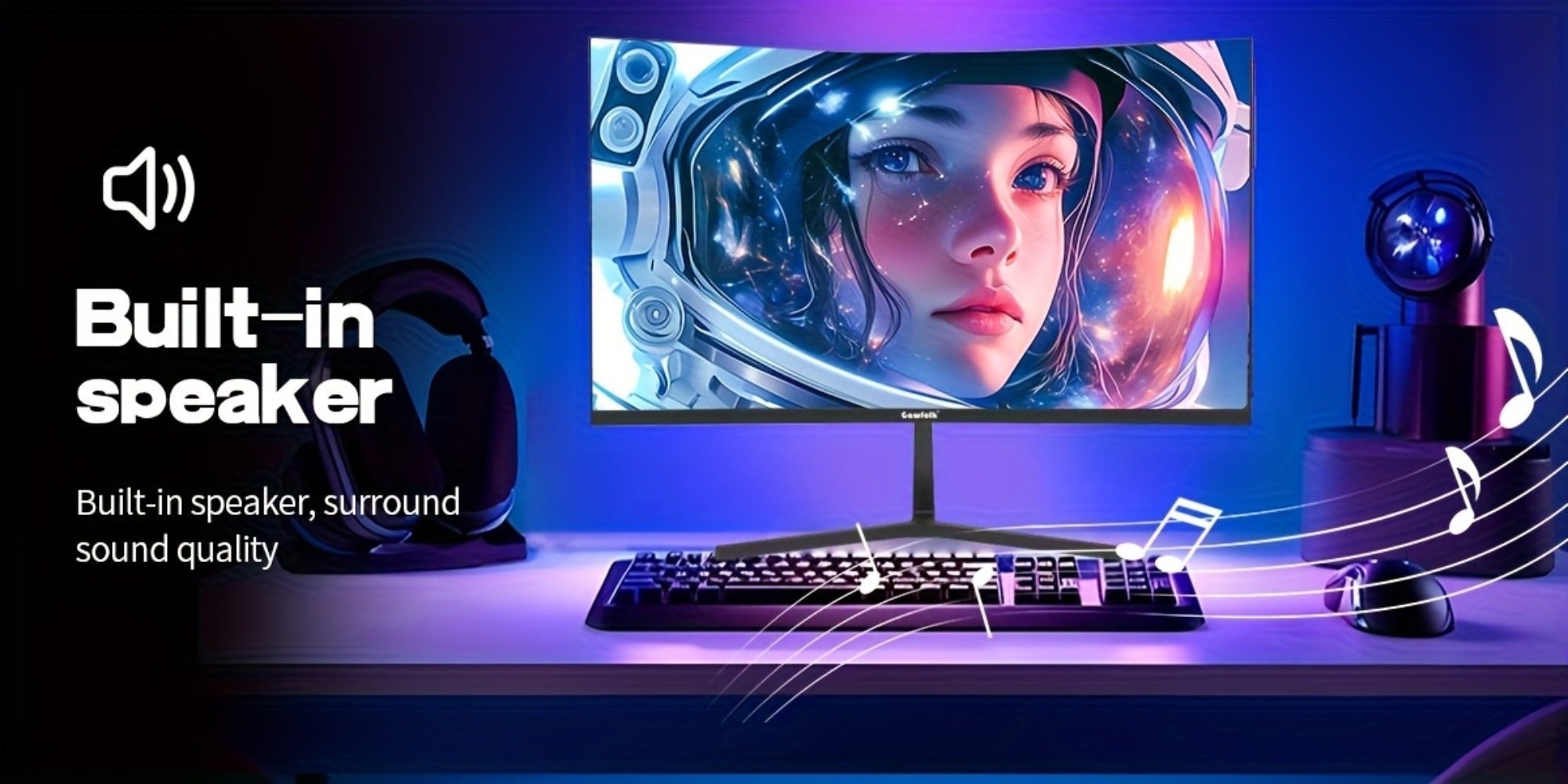 Monitor para juegos Gawfolk de 27 pulgadas, resolución 1080P (1920x1080), frecuencia de actualización ultrarrápida de 99Hz con altavoces integrados. Ideal para juegos y uso de oficina. Diseño de pantalla curva con puertos DisplayPort y HDTV. El regalo per