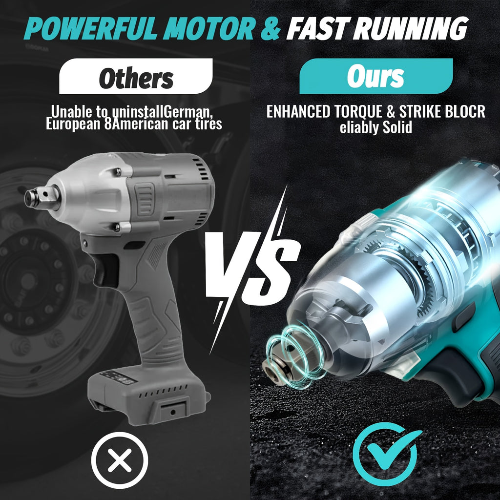 Llave de impacto inalámbrica de 420 Nm para tuercas coche y neumáticos | diseño funcional
