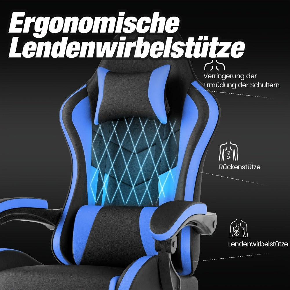 Silla Gamer, Silla de Computadora, Inclinación de Respaldo de 135°, Silla Ergonómica con Reposapiés, Silla de Oficina, Silla de Computadora Ergonómica con Soporte Lumbar, Silla para Esports